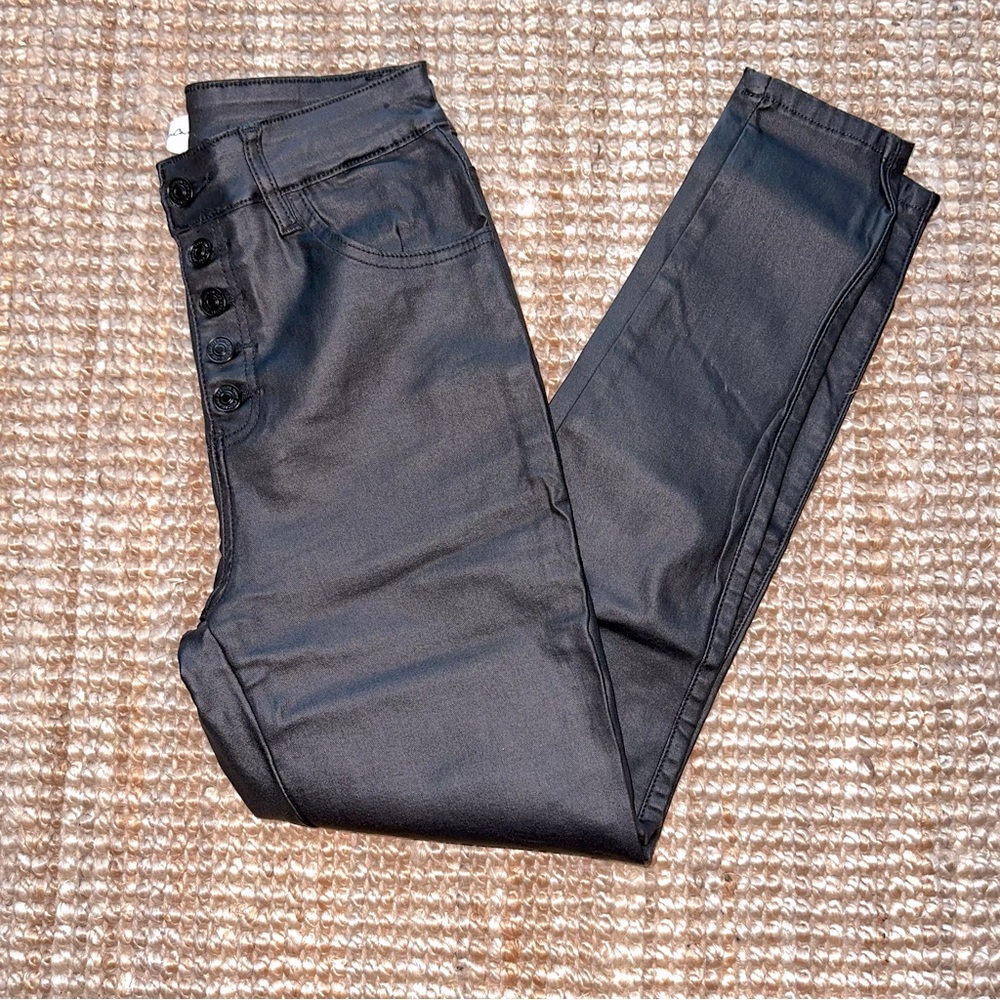 Kan Can Jade High Rise Faux Leather Skinny Jean